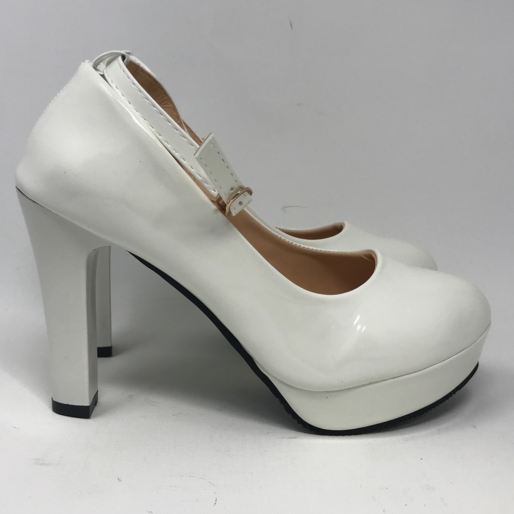 WUIWUIYU Cosplay Platform Ankle Strap Stiletto Heel, Women's Size 7 - White - Picture 9 of 14
